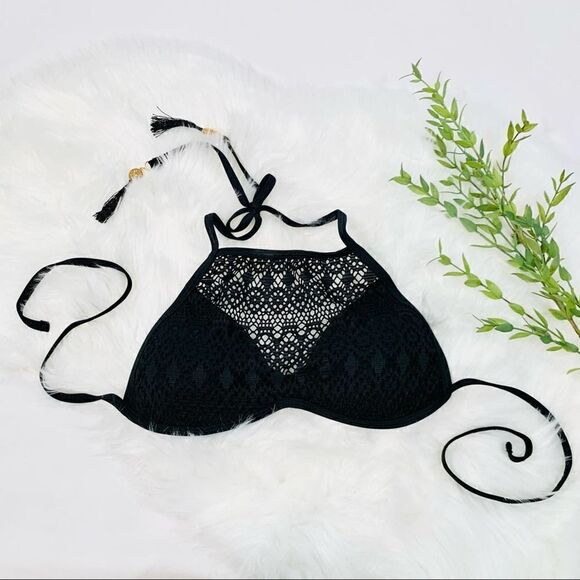BONGO Halter Bikini Top Small Black Beach Summer Vacation Womens - Picture 1 of 6
